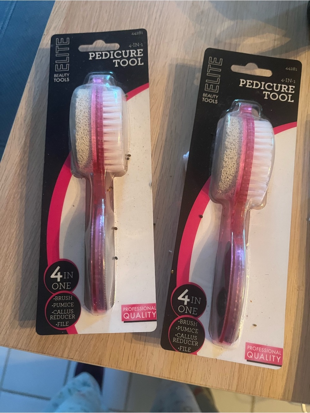 Elite Pedicure Tool - Pink 4-in-1 Foot Care Brush & Pumice